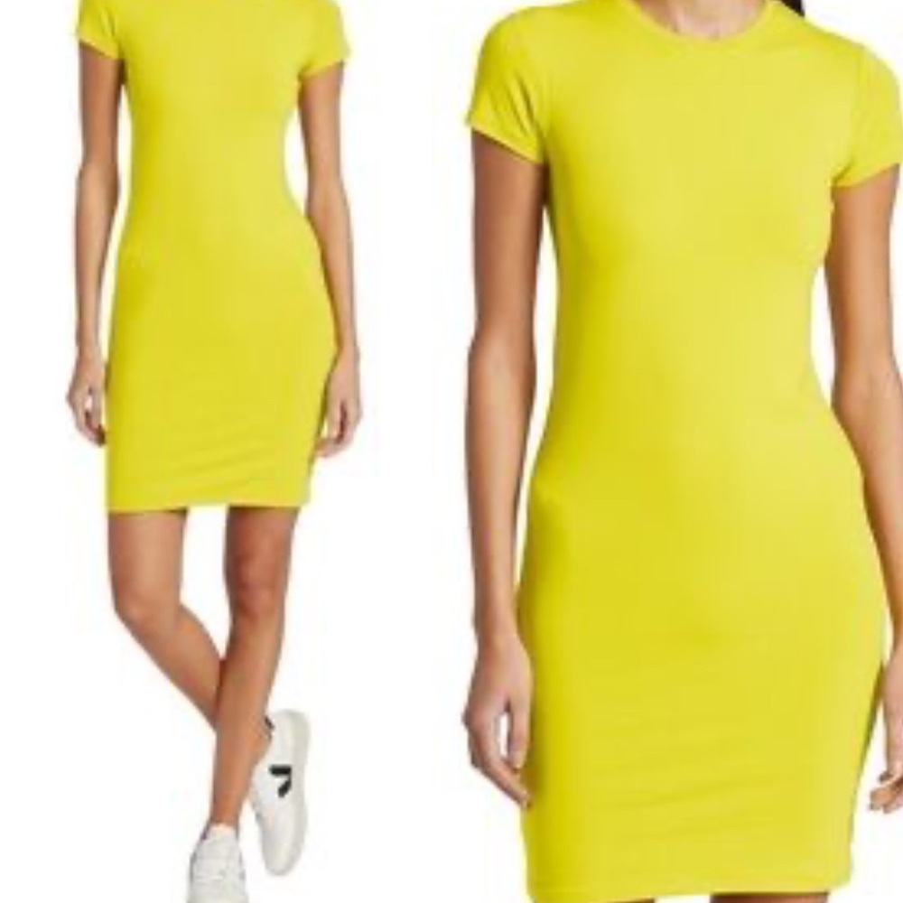 ATM Anthony Thomas Melillo Pima Cotton Jersey T-Shirt Dress Yellow